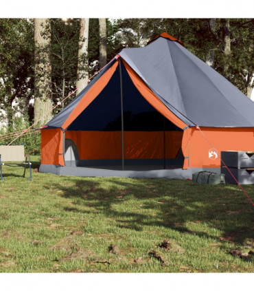 vidaXL Family Tent Tipi 8-Person Grey and Orange Waterproof