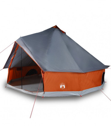 vidaXL Family Tent Tipi 8-Person Grey and Orange Waterproof