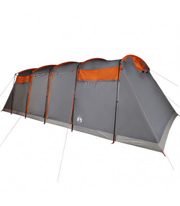 vidaXL Family Tent Tunnel 10-Person Grey and Orange Waterproof