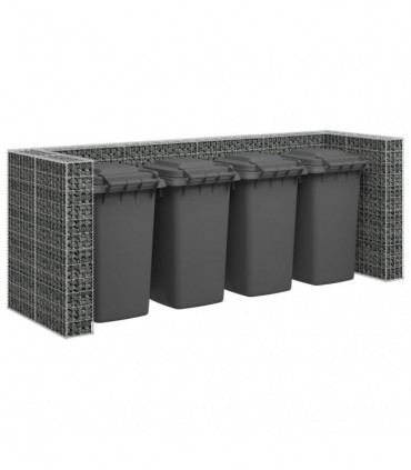 vidaXL Gabion Wall for Garbage Bins Galvanised Steel 320x100x120 cm