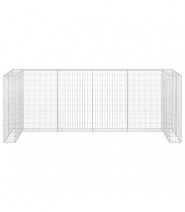 vidaXL Gabion Wall for Garbage Bins Galvanised Steel 320x100x120 cm