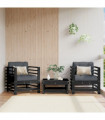 vidaXL Garden Chairs with Cushions 2 pcs Black Solid Wood Pine