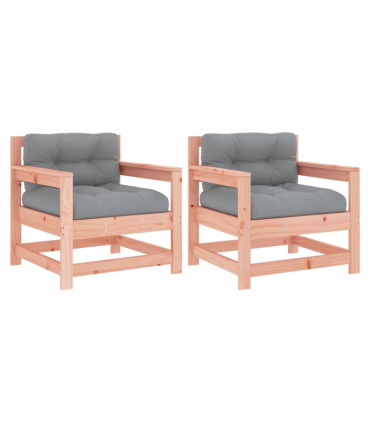 vidaXL Garden Chairs with Cushions 2 pcs Solid Wood Douglas