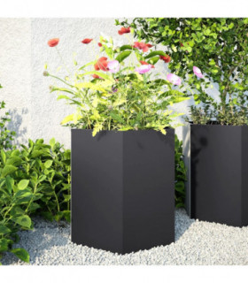 vidaXL Garden Planter Black Hexagon 46x40x45 cm Steel