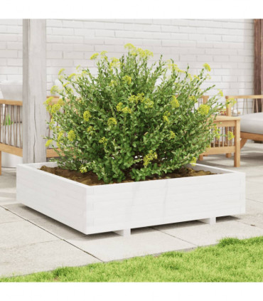 vidaXL Garden Planter White 100x100x26.5 cm Solid Wood Pine