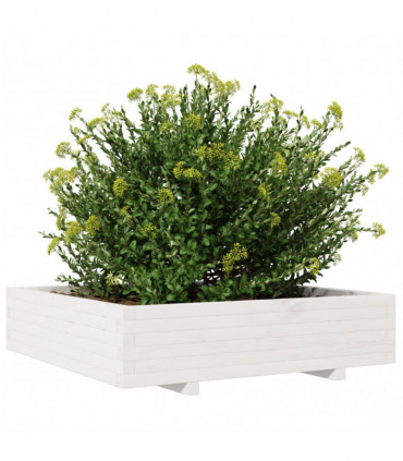 vidaXL Garden Planter White 100x100x26.5 cm Solid Wood Pine