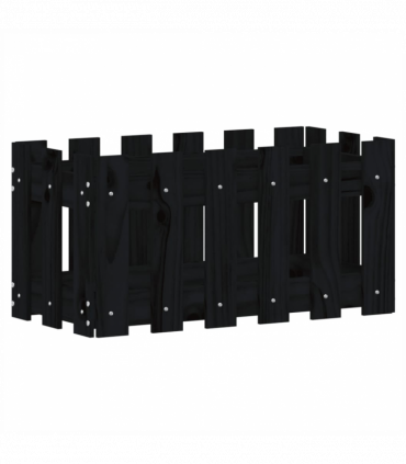 vidaXL Garden Planter with Fence Design Black 60x30x30 cm Solid Wood Pine