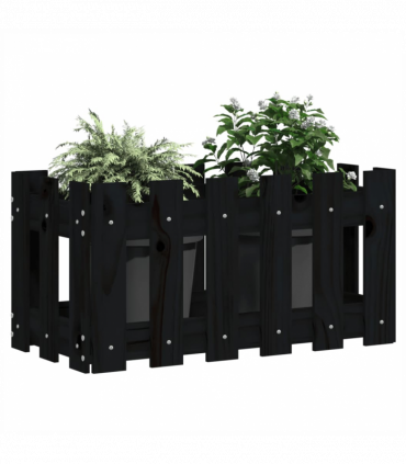 vidaXL Garden Planter with Fence Design Black 60x30x30 cm Solid Wood Pine