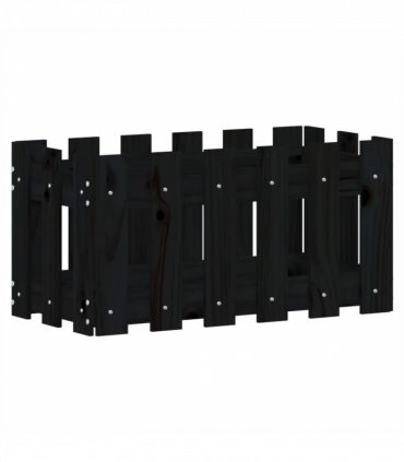 vidaXL Garden Planter with Fence Design Black 60x30x30 cm Solid Wood Pine