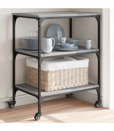 vidaXL Kitchen Trolley Grey Sonoma 60x41x76 cm Engineered Wood