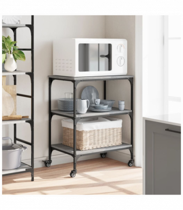 vidaXL Kitchen Trolley Grey Sonoma 60x41x76 cm Engineered Wood