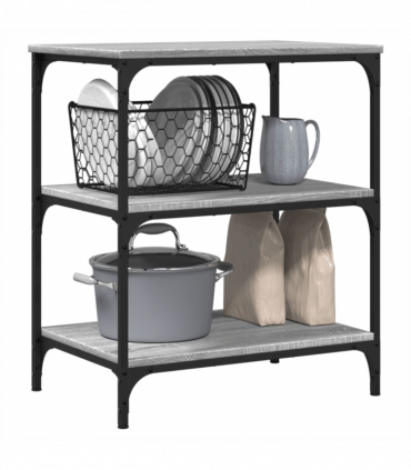 vidaXL Kitchen Trolley Grey Sonoma 60x41x76 cm Engineered Wood