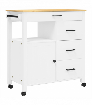 vidaXL Kitchen Trolley MONZA 84x40x90 cm Solid Wood Pine