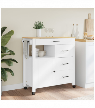 vidaXL Kitchen Trolley MONZA 84x40x90 cm Solid Wood Pine