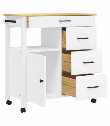 vidaXL Kitchen Trolley MONZA 84x40x90 cm Solid Wood Pine