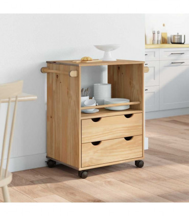 vidaXL Kitchen Trolley OTTA 71x45x80 cm Solid Wood Pine