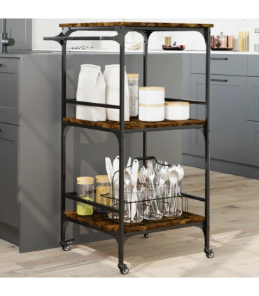 vidaXL Kitchen Trolley Smoked Oak 60.5x50x105 cm Engineered Wood
