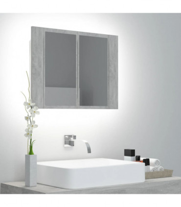 vidaXL LED Bathroom Mirror Cabinet Concrete Grey 60x12x45 cm Acrylic