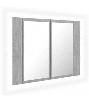 vidaXL LED Bathroom Mirror Cabinet Concrete Grey 60x12x45 cm Acrylic