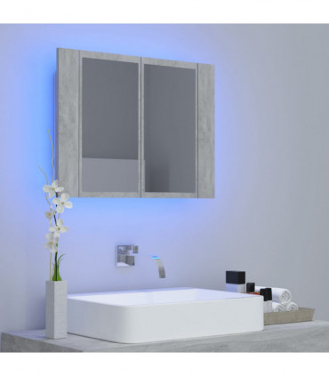 vidaXL LED Bathroom Mirror Cabinet Concrete Grey 60x12x45 cm Acrylic