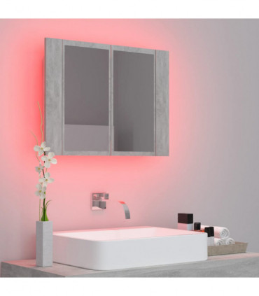 vidaXL LED Bathroom Mirror Cabinet Concrete Grey 60x12x45 cm Acrylic