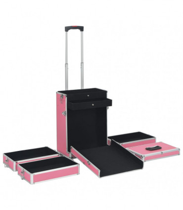 vidaXL Make-up Trolley Aluminium Pink