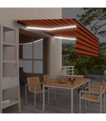 vidaXL Manual Retractable Awning with Blind&LED 4.5x3m Orange&Brown
