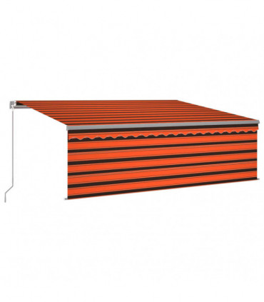 vidaXL Manual Retractable Awning with Blind&LED 4.5x3m Orange&Brown