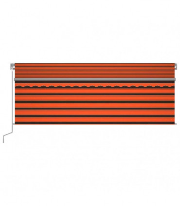 vidaXL Manual Retractable Awning with Blind&LED 4.5x3m Orange&Brown