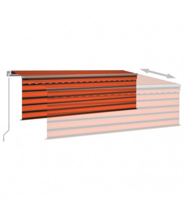 vidaXL Manual Retractable Awning with Blind&LED 4.5x3m Orange&Brown