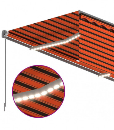 vidaXL Manual Retractable Awning with Blind&LED 4.5x3m Orange&Brown