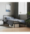 vidaXL Metal Bed Frame with Headboard Black 100x200 cm