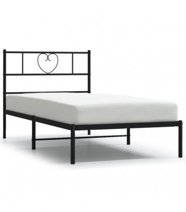 vidaXL Metal Bed Frame with Headboard Black 100x200 cm