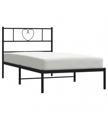 vidaXL Metal Bed Frame with Headboard Black 100x200 cm