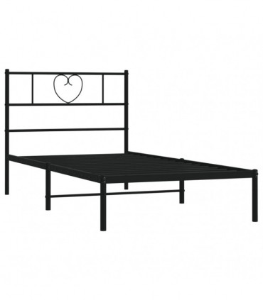 vidaXL Metal Bed Frame with Headboard Black 100x200 cm