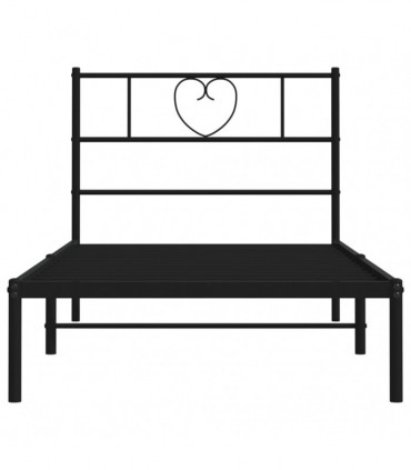 vidaXL Metal Bed Frame with Headboard Black 100x200 cm