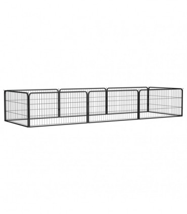 8-Panel Dog Playpen Black 100x50 cm Powder-coated Steel