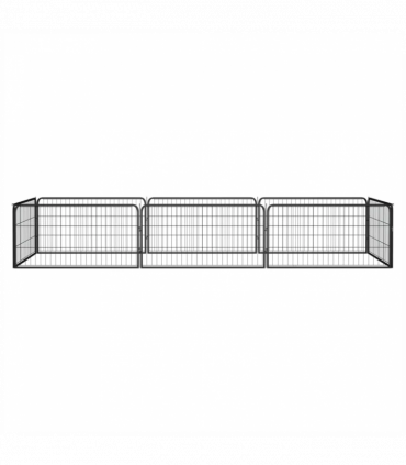 8-Panel Dog Playpen Black 100x50 cm Powder-coated Steel