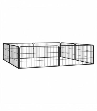 8-Panel Dog Playpen Black 100x50 cm Powder-coated Steel