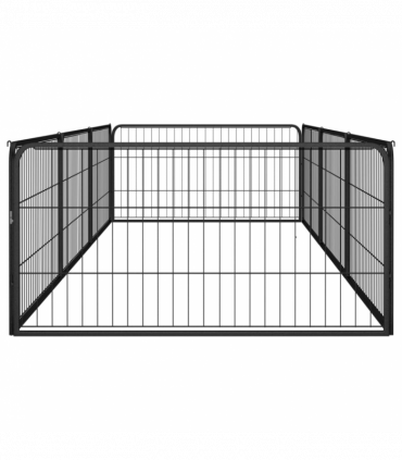 8-Panel Dog Playpen Black 100x50 cm Powder-coated Steel