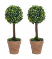 Artificial Boxwood Plants 2 pcs with Pots Ball Shaped Green 33 cm