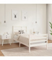 Bed Frame White Solid Wood 90x190 cm 3FT Single