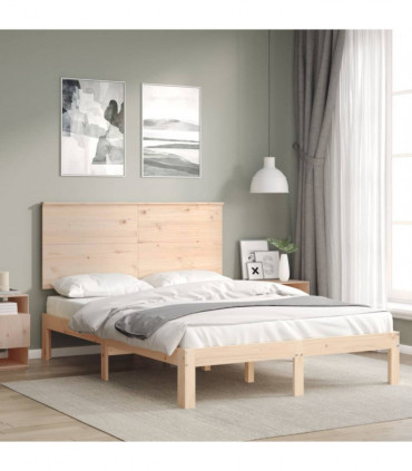 Bed Frame with Headboard 140x200 cm Solid Wood