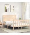 Bed Frame with Headboard 140x200 cm Solid Wood