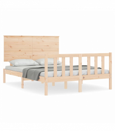 Bed Frame with Headboard 140x200 cm Solid Wood