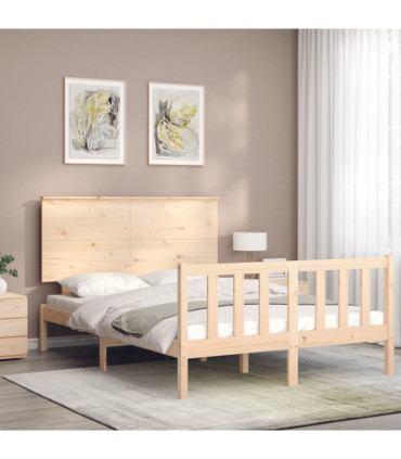 Bed Frame with Headboard 140x200 cm Solid Wood