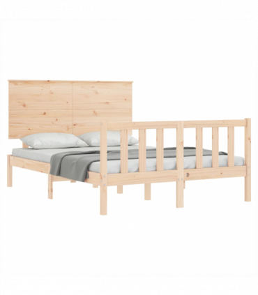 Bed Frame with Headboard 140x200 cm Solid Wood