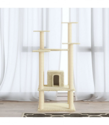 Cat Tree with Sisal Scratching Posts Cream 110 cm
