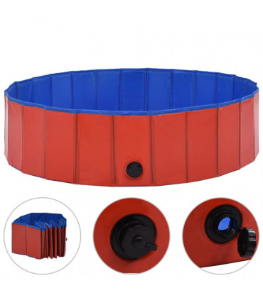 Foldable Dog Swimming Pool Red 120x30 cm PVC