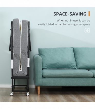 Folding Bed with 10cm Mattress, Portable Foldable Guest Bed Metal Frame
